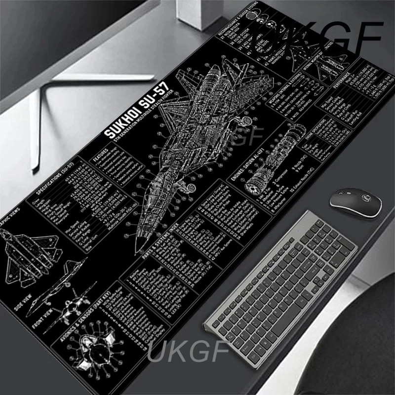 Gaming Accessories Drawing - Black Airplane Drawing Gaming Mouse Pad