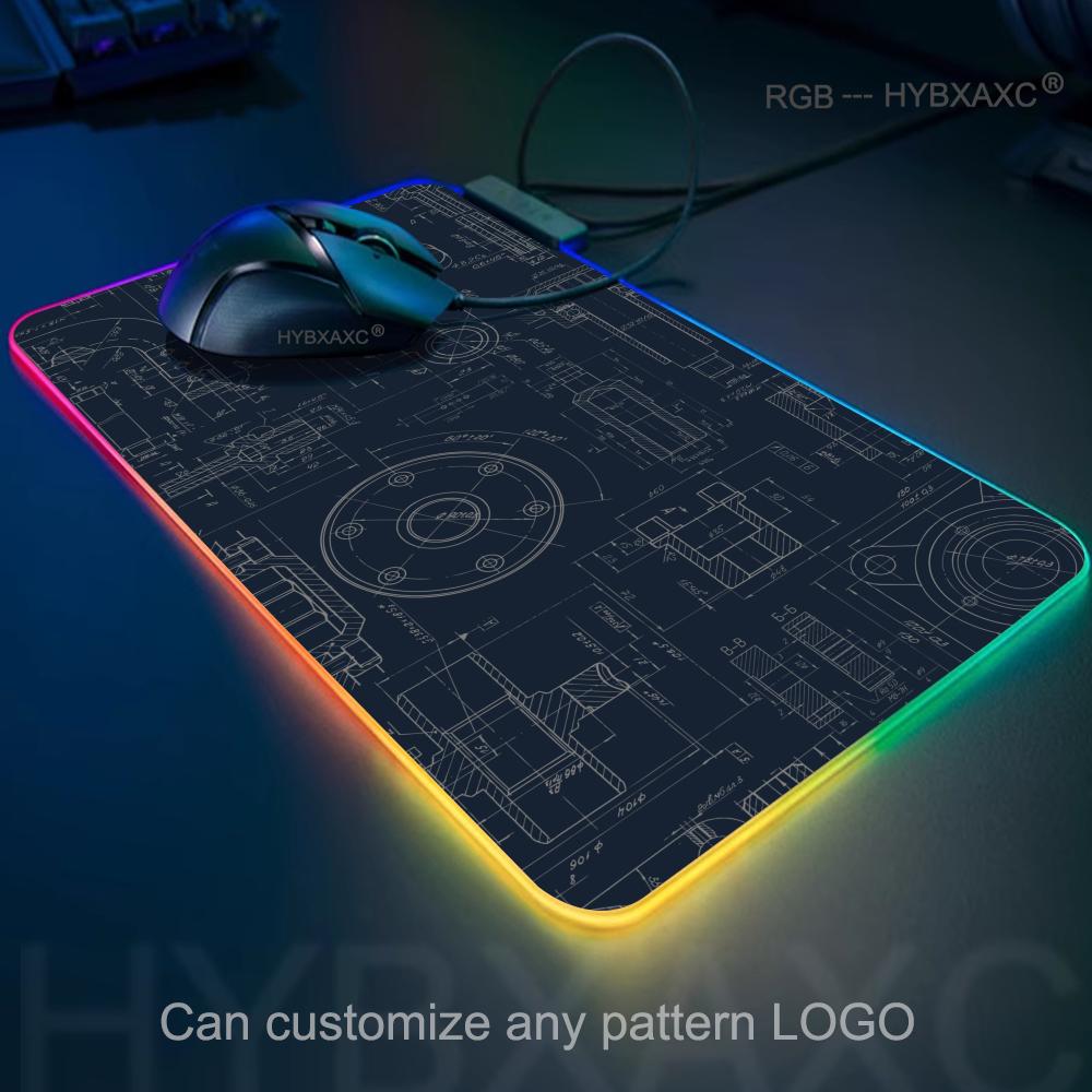 Gaming Accessories Drawing - Mechanical Drawing RGB Mouse Pad Gaming